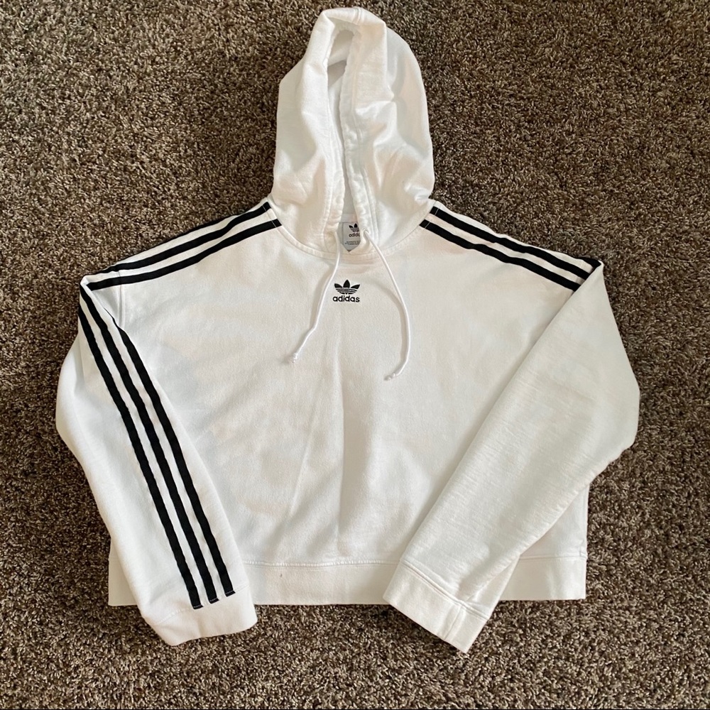 Adidas white cropped hoodie